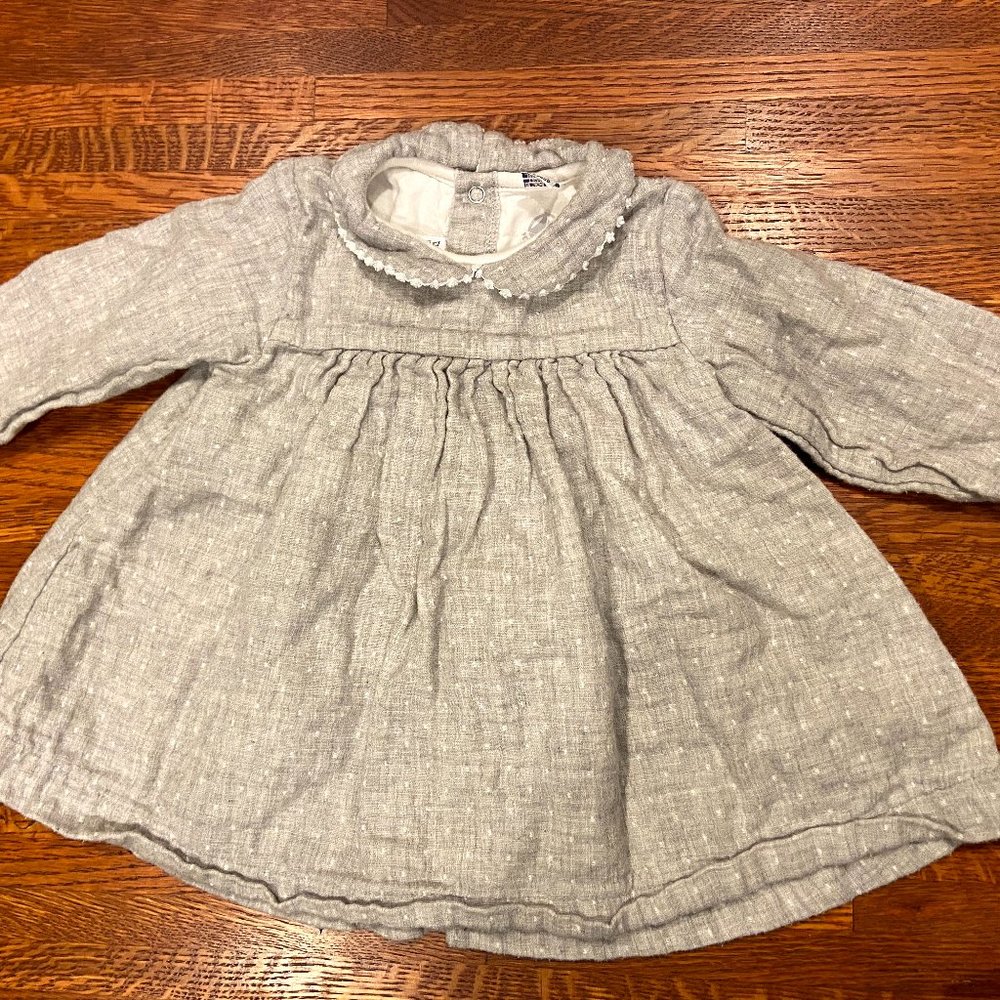 Petit Bateau Grey Polka Dot Dress and Bloomer Set